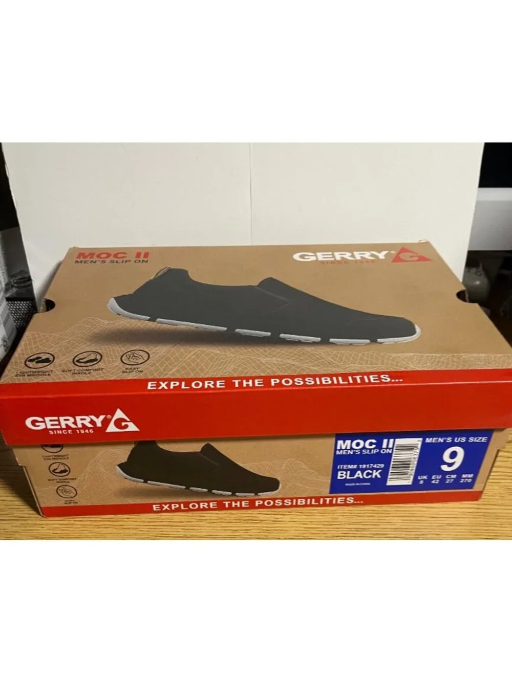 Gerry Mens Moc II Black Slip-On Shoes US Size 9 Everyday Casual